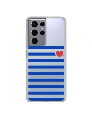 Coque Samsung Galaxy S21 Ultra et S30 Ultra Mariniere Coeur Love Transparente - Jonathan Perez