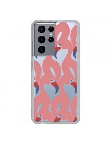Coque Samsung Galaxy S21 Ultra et S30 Ultra Flamant Rose Flamingo Transparente - Dricia Do
