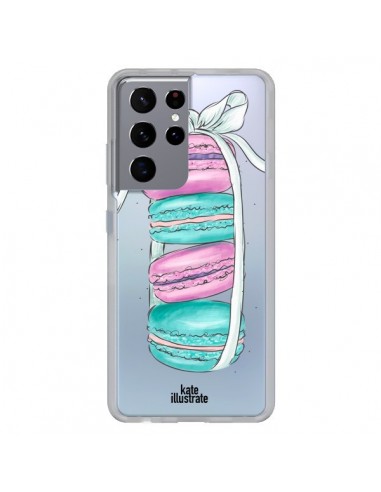 Coque Samsung Galaxy S21 Ultra et S30 Ultra Macarons Pink Mint Rose Transparente - kateillustrate