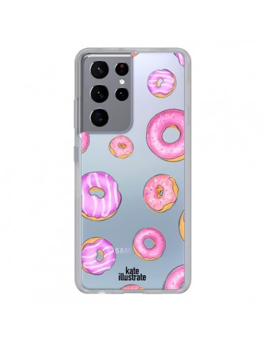 Coque Samsung Galaxy S21 Ultra et S30 Ultra Pink Donuts Rose Transparente - kateillustrate