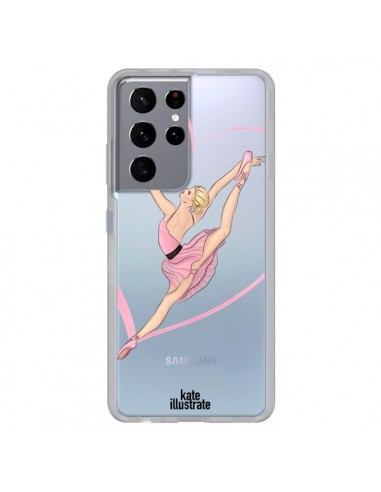 Coque Samsung Galaxy S21 Ultra et S30 Ultra Ballerina Jump In The Air Ballerine Danseuse Transparente - kateillustrate