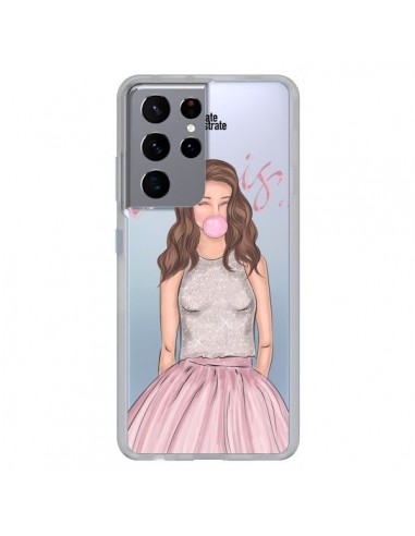 Coque Samsung Galaxy S21 Ultra et S30 Ultra Bubble Girl Tiffany Rose Transparente - kateillustrate