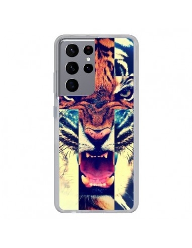 Coque Samsung Galaxy S21 Ultra et S30 Ultra Tigre Swag Croix Roar Tiger - Laetitia