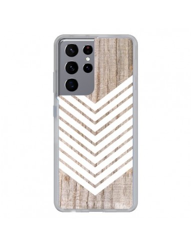 Coque Samsung Galaxy S21 Ultra et S30 Ultra Tribal Aztèque Bois Wood Flèche Blanc - Laetitia