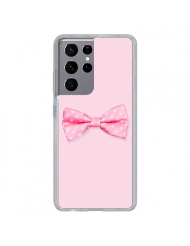 Coque Samsung Galaxy S21 Ultra et S30 Ultra Noeud Papillon Rose Girly Bow Tie - Laetitia