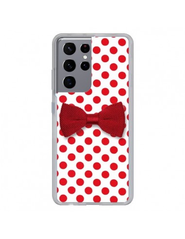 Coque Samsung Galaxy S21 Ultra et S30 Ultra Noeud Papillon Rouge Girly Bow Tie - Laetitia