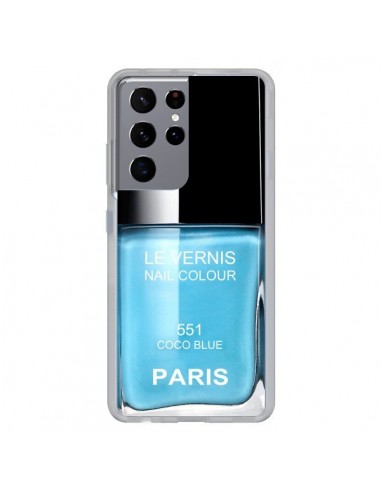 Coque Samsung Galaxy S21 Ultra et S30 Ultra Vernis Paris Coco Blue Bleu - Laetitia