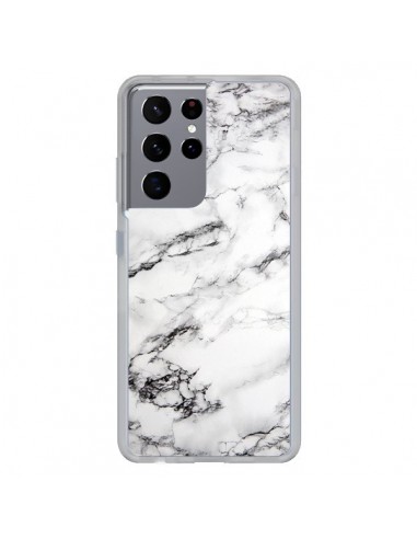 Coque Samsung Galaxy S21 Ultra et S30 Ultra Marbre Marble Blanc White - Laetitia