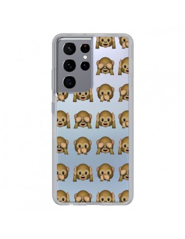 Coque Samsung Galaxy S21 Ultra et S30 Ultra Singe Monkey Emoticone Emoji Transparente - Laetitia