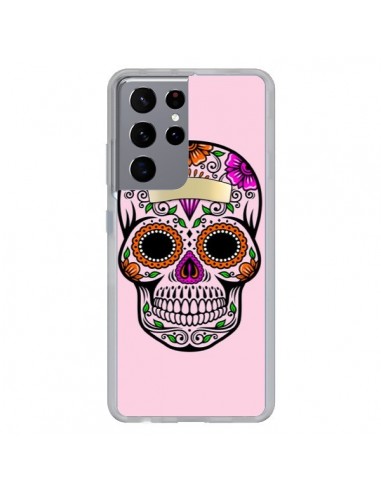 Coque Samsung Galaxy S21 Ultra et S30 Ultra Tête de Mort Mexicaine Rose Multicolore - Laetitia