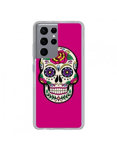 Coque Samsung Galaxy S21 Ultra et S30 Ultra Tête de Mort Mexicaine Rose Fushia - Laetitia