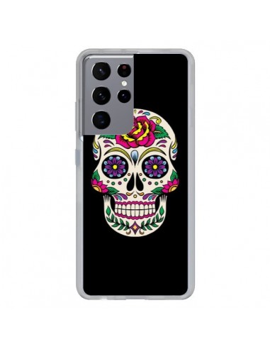 Coque Samsung Galaxy S21 Ultra et S30 Ultra Tête de Mort Mexicaine Multicolore Noir - Laetitia