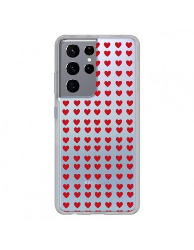 Coque Samsung Galaxy S21 Ultra et S30 Ultra Coeurs Heart Love Amour Red Transparente - Petit Griffin