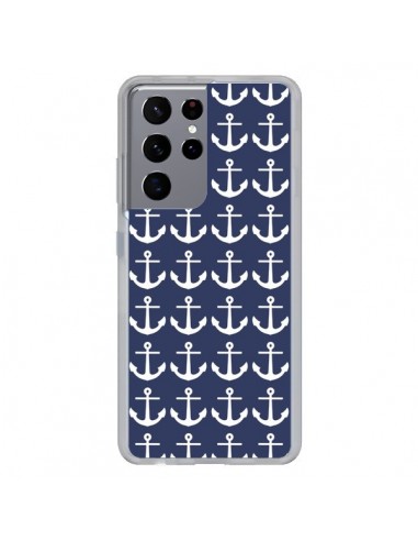 Coque Samsung Galaxy S21 Ultra et S30 Ultra Ancre Marin Bleu Anchors Navy - Mary Nesrala