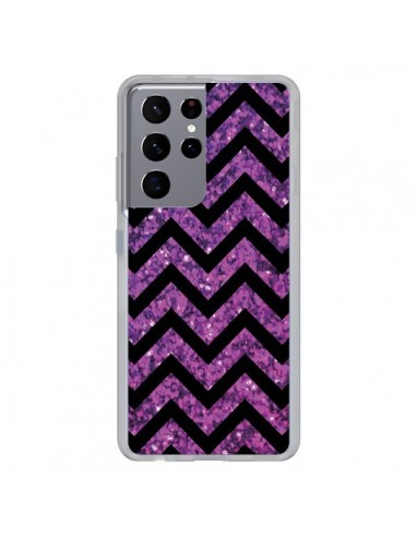 Coque Samsung Galaxy S21 Ultra et S30 Ultra Chevron Purple Sparkle Triangle Azteque - Mary Nesrala