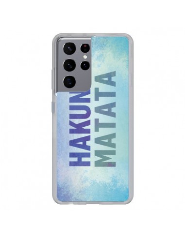 Coque Samsung Galaxy S21 Ultra et S30 Ultra Hakuna Matata Roi Lion Bleu - Mary Nesrala