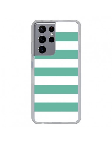 Coque Samsung Galaxy S21 Ultra et S30 Ultra Bandes Mint Vert - Mary Nesrala