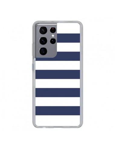 Coque Samsung Galaxy S21 Ultra et S30 Ultra Bandes Marinières Bleu Blanc Gaultier - Mary Nesrala