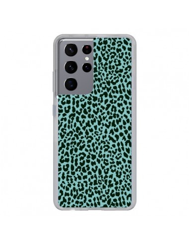 Coque Samsung Galaxy S21 Ultra et S30 Ultra Leopard Turquoise Neon - Mary Nesrala