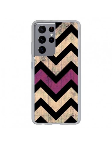 Coque Samsung Galaxy S21 Ultra et S30 Ultra Chevron Vintage Bois Wood - Mary Nesrala