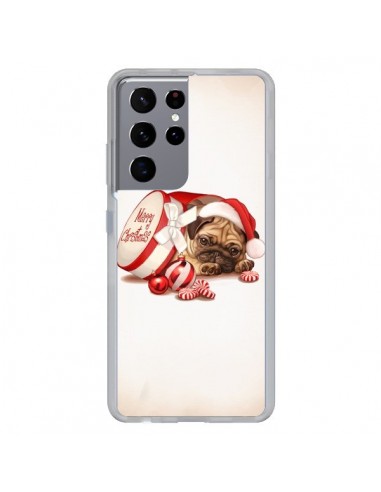 Coque Samsung Galaxy S21 Ultra et S30 Ultra Chien Dog Pere Noel Christmas Boite - Maryline Cazenave