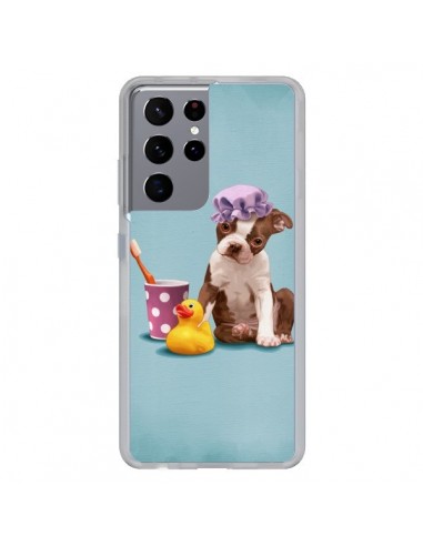 Coque Samsung Galaxy S21 Ultra et S30 Ultra Chien Dog Canard Fille - Maryline Cazenave