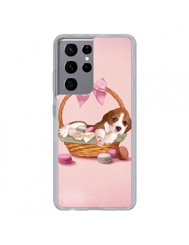 Coque Samsung Galaxy S21 Ultra et S30 Ultra Chien Dog Panier Noeud Papillon Macarons - Maryline Cazenave
