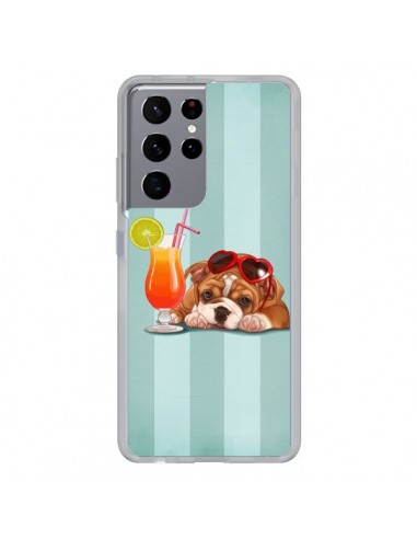 Coque Samsung Galaxy S21 Ultra et S30 Ultra Chien Dog Cocktail Lunettes Coeur - Maryline Cazenave
