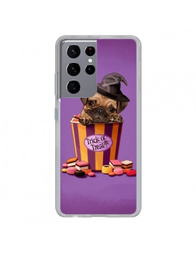 Coque Samsung Galaxy S21 Ultra et S30 Ultra Chien Dog Halloween Sorciere Bonbon - Maryline Cazenave
