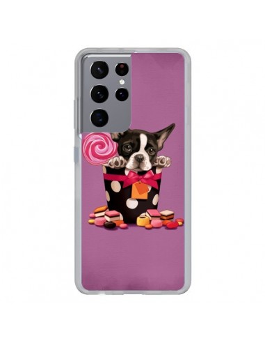 Coque Samsung Galaxy S21 Ultra et S30 Ultra Chien Dog Boite Noeud Papillon Pois Bonbon - Maryline Cazenave