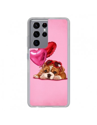 Coque Samsung Galaxy S21 Ultra et S30 Ultra Chien Dog Lunettes Coeur Ballon - Maryline Cazenave