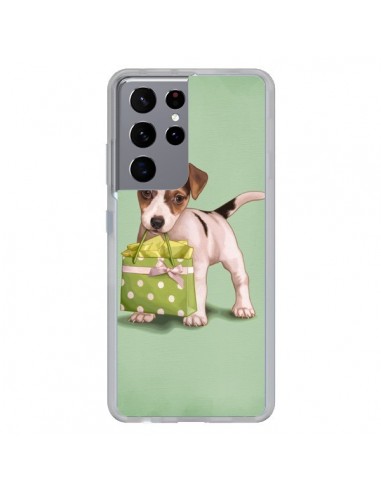 Coque Samsung Galaxy S21 Ultra et S30 Ultra Chien Dog Shopping Sac Pois Vert - Maryline Cazenave