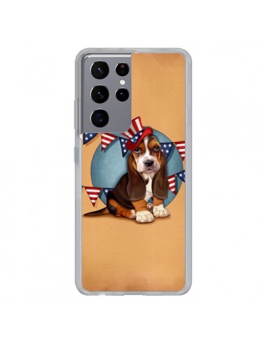 Coque Samsung Galaxy S21 Ultra et S30 Ultra Chien Dog USA Americain - Maryline Cazenave