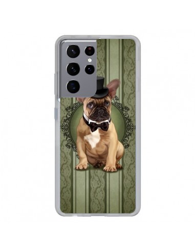 Coque Samsung Galaxy S21 Ultra et S30 Ultra Chien Dog Bulldog Noeud Papillon Chapeau - Maryline Cazenave