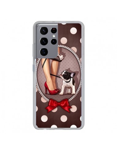 Coque Samsung Galaxy S21 Ultra et S30 Ultra Lady Jambes Chien Dog Pois Noeud papillon - Maryline Cazenave