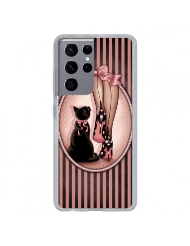 Coque Samsung Galaxy S21 Ultra et S30 Ultra Lady Chat Noeud Papillon Pois Chaussures - Maryline Cazenave