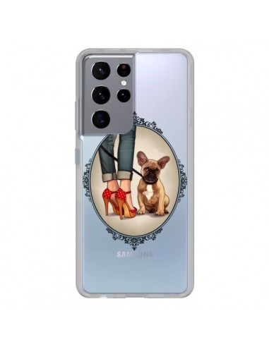 Coque Samsung Galaxy S21 Ultra et S30 Ultra Lady Jambes Chien Bulldog Dog Transparente - Maryline Cazenave