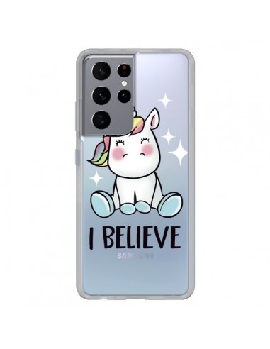 Coque Samsung Galaxy S21 Ultra et S30 Ultra Licorne I Believe Transparente - Maryline Cazenave