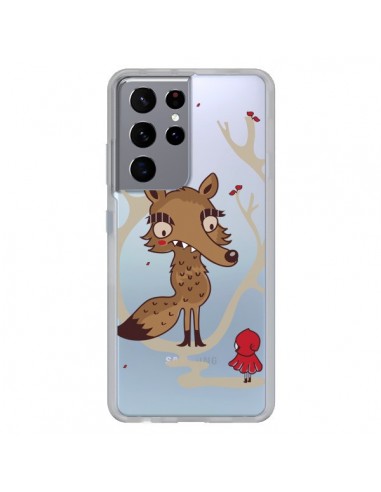 Coque Samsung Galaxy S21 Ultra et S30 Ultra Le Petit Chaperon Rouge Loup Hello Big Wolf Transparente - Maria Jose Da Luz