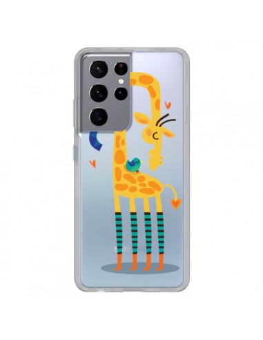 Coque Samsung Galaxy S21 Ultra et S30 Ultra L'oiseau et la Girafe Amour Love Transparente - Maria Jose Da Luz