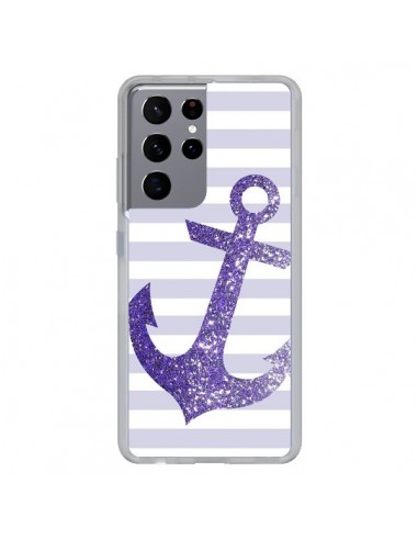 Coque Samsung Galaxy S21 Ultra et S30 Ultra Ancre Violet Navire - Monica Martinez