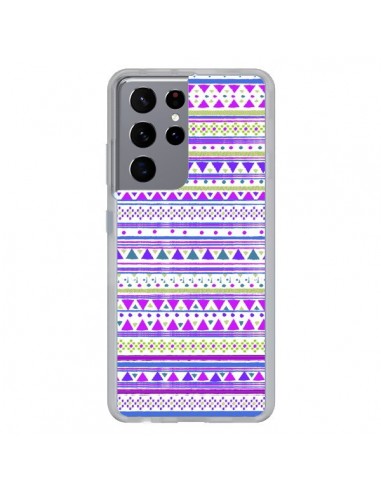 Coque Samsung Galaxy S21 Ultra et S30 Ultra Bandana Violet Azteque - Monica Martinez