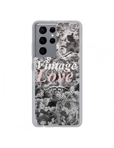 Coque Samsung Galaxy S21 Ultra et S30 Ultra Vintage Love Noir Flower - Monica Martinez