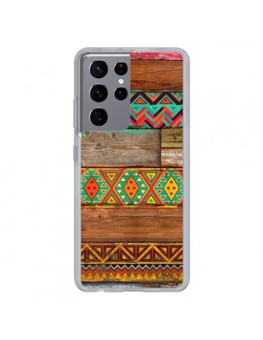 Coque Samsung Galaxy S21 Ultra et S30 Ultra Indian Wood Bois Azteque - Maximilian San
