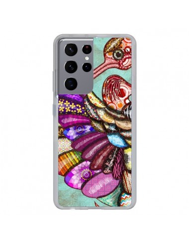 Coque Samsung Galaxy S21 Ultra et S30 Ultra Paon Multicolore Eco Bird - Maximilian San