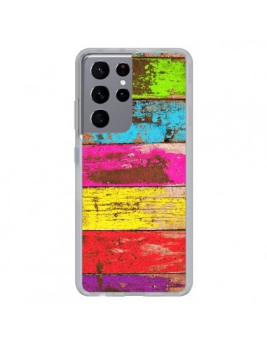 Coque Samsung Galaxy S21 Ultra et S30 Ultra Bois Coloré Vintage - Maximilian San