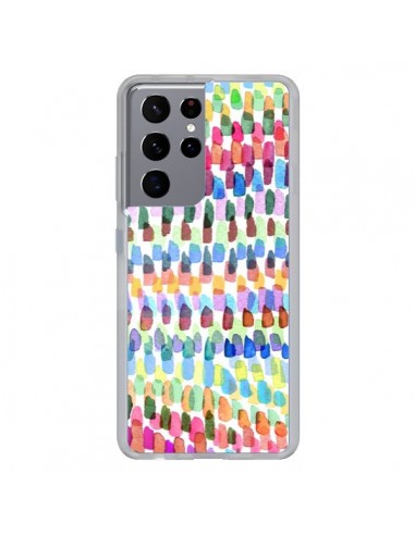 Coque Samsung Galaxy S21 Ultra et S30 Ultra Artsy Strokes Stripes Colorful - Ninola Design