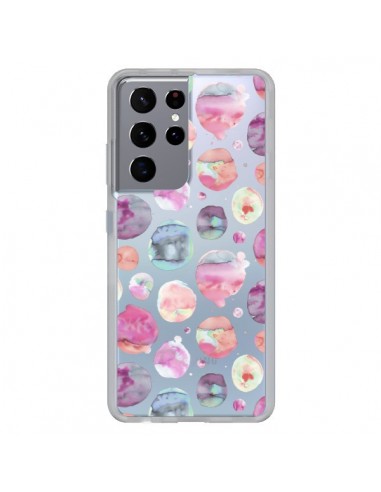 Coque Samsung Galaxy S21 Ultra et S30 Ultra Big Watery Dots Pink - Ninola Design