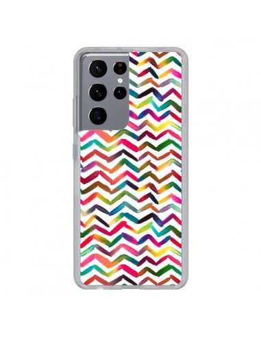 Coque Samsung Galaxy S21 Ultra et S30 Ultra Chevron Stripes Multicolored - Ninola Design