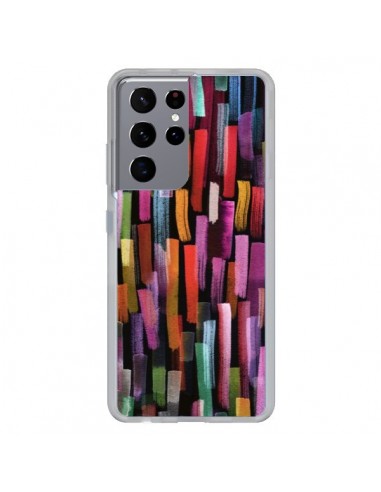 Coque Samsung Galaxy S21 Ultra et S30 Ultra Colorful Brushstrokes Black - Ninola Design